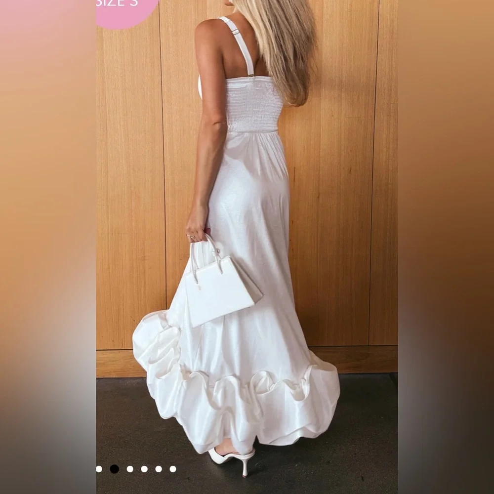Show Me Your MuMu White Ruffle-Hem Midi Dress - Picture 2 of 4